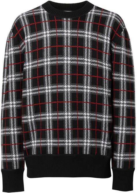 burberry check merino wool blend sweater|Burberry Calee Check Merino Wool Jacquard Sweater.